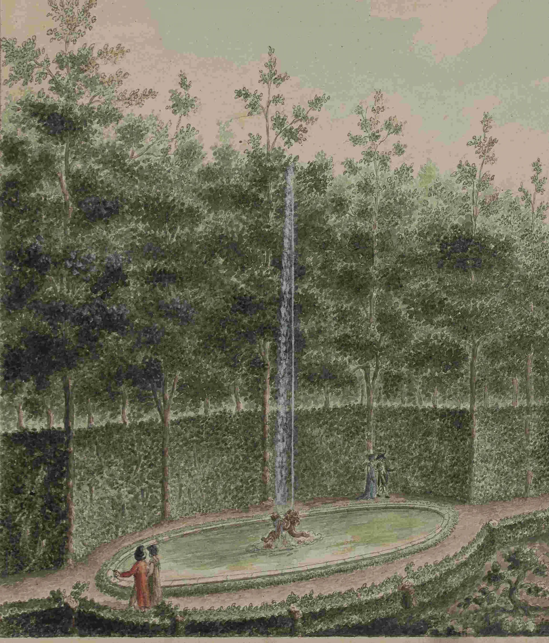 Gómez de Navia, Vista de la Fuente del Abanico,  h. 1800. Detalle. Colección particular.