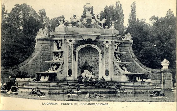 Hauser y Menet. Fuente Baños de Diana, Tarjeta postal, h. 1920. Patrimonio Nacional.