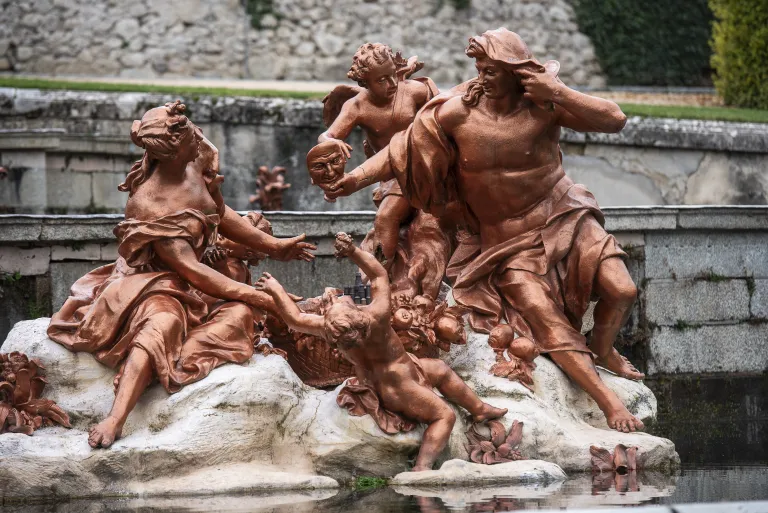 Escultura de Vertumno y Pomona, Fuente de la Selva. 2026. Patrimonio Nacional.