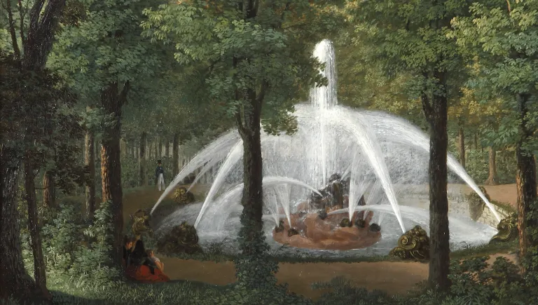 Fernando Brambilla, Vista de la fuente con el nombre de los Vientos, h. 1821. Patrimonio Nacional.