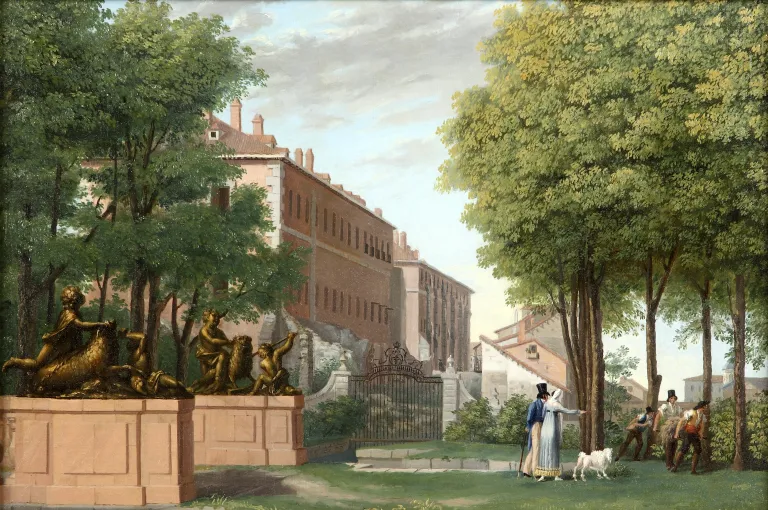 Fernando Brambilla, Vista de la casa de Canónigos desde el camino de la Selva al Plantel, h. 1821. Patrimonio Nacional.