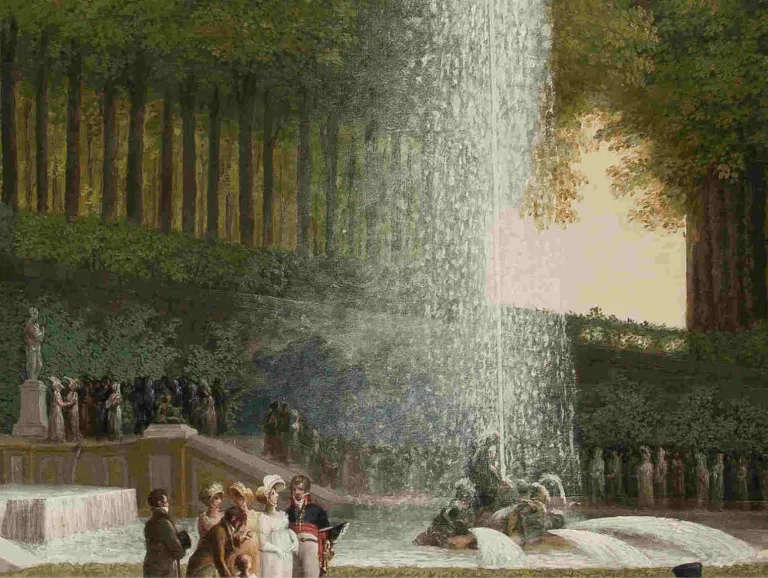 Fernando Brambilla, Vista de la Fuente de la Cascada Nueva, h. 1821. Detalle. Patrimonio Nacional.