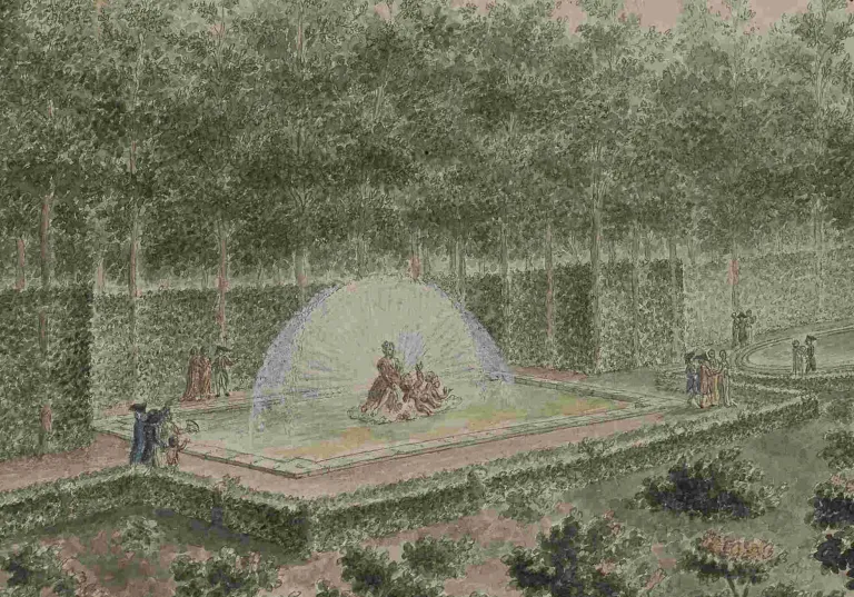Gómez de Navia, Vista de la Fuente del Abanico, h. 1800, detalle. Colección particular.