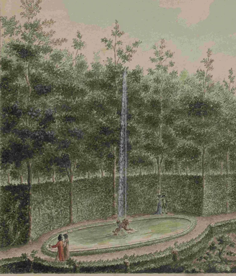 Gómez de Navia, Vista de la Fuente del Abanico,  h. 1800. Detalle. Colección particular.