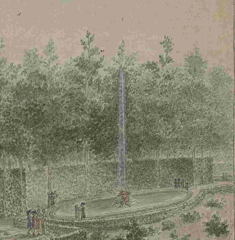 Gómez de Navia, Vista de la Fuente del Abanico,  h. 1800. Detalle. Colección particular.